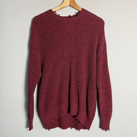 NWT Pistola Eva Distressed Crew Neck Knit Pullover Sweater Women's XS Red Black - Picture 5 of 15
